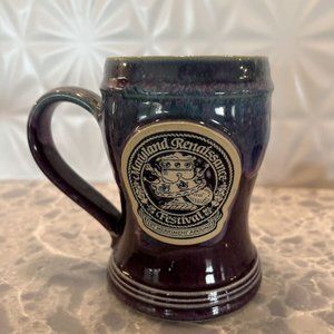 1999 Maryland Renaissance Festival Purple Stoneware Mug, Souvenir, 5" Tall